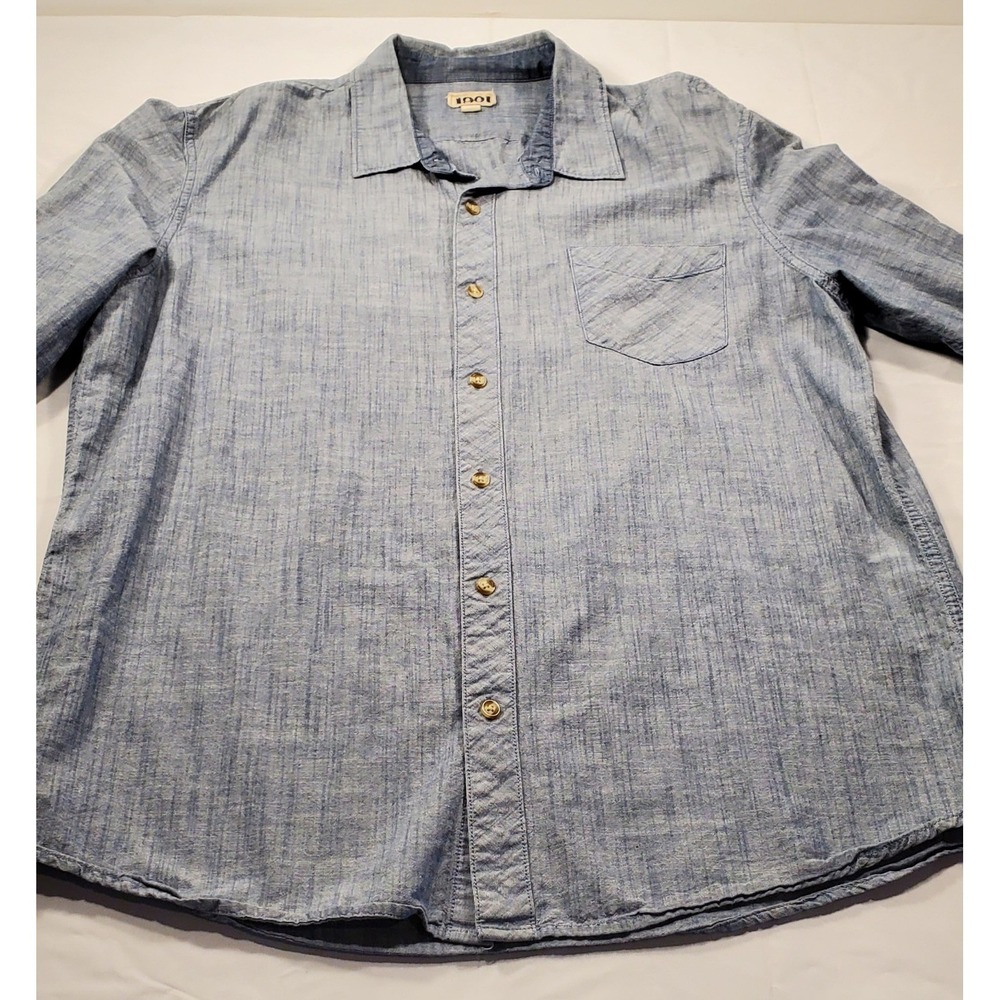 1901 Men's ‎ Button Down Trim Fit Blue Workwear Chambray Sport Shirt Sz. XXl